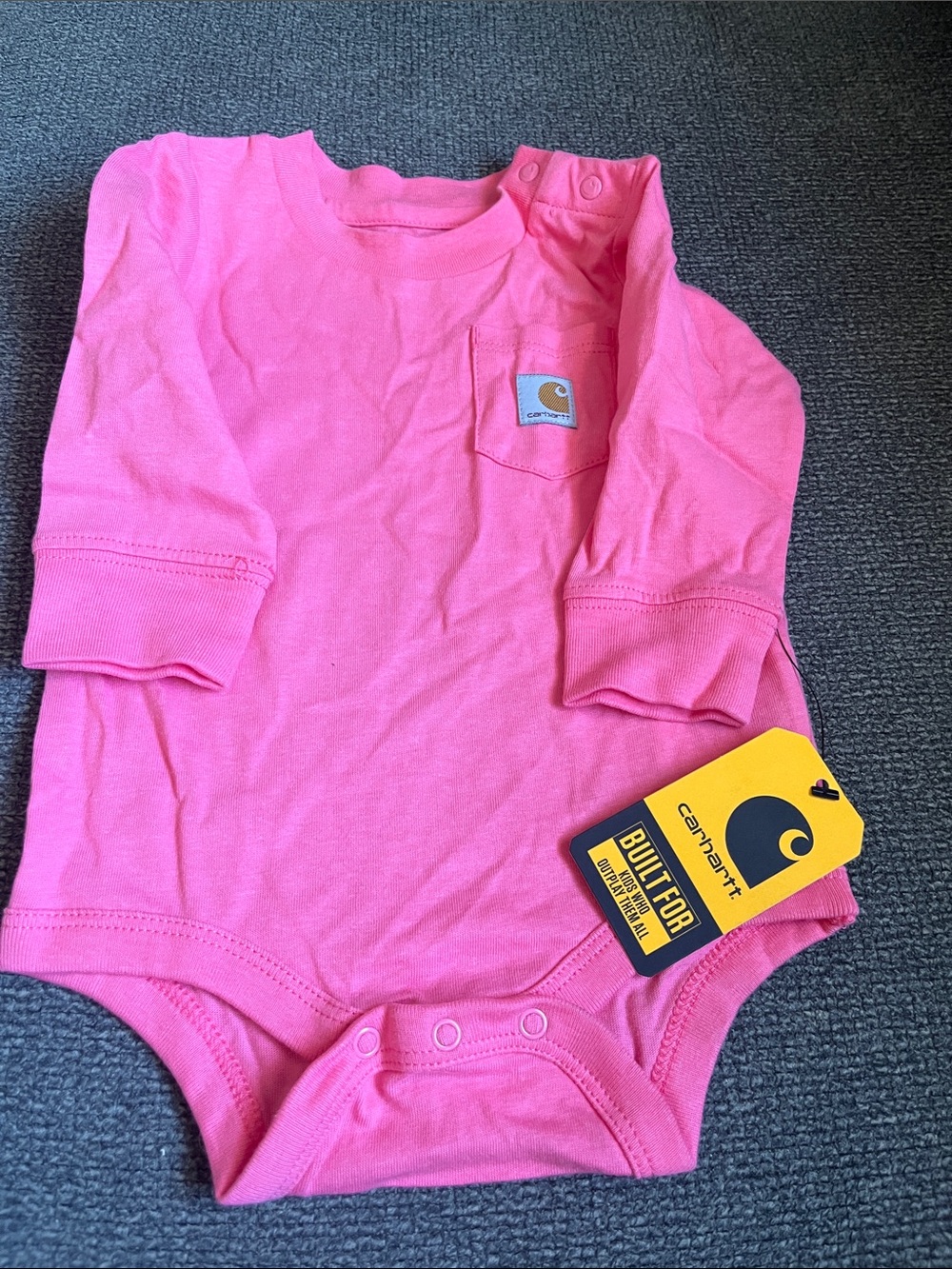 Carhartt Bright Pink Long-Sleeve Baby Bodysuit